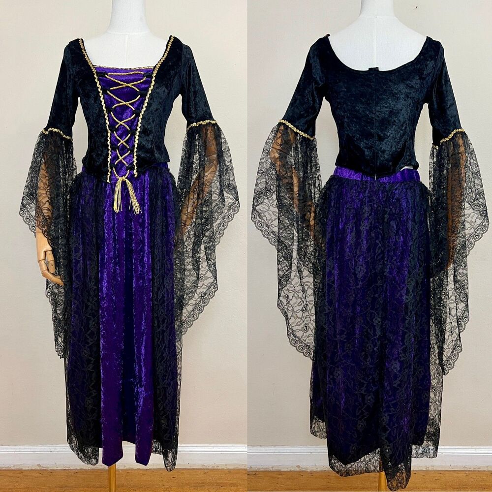 VTG 90s Charades Renaissance Queen Medieval Sorceress Costume USA Made Adult Med